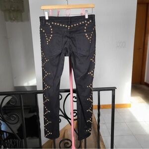 Givenchy Black Studded Jeans with Gold Accents